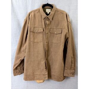 Cabela's Brown Faux Suede Shirt Jacket Mens XL Button Up Workwear